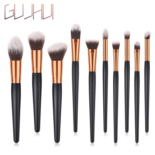 

GUJHUI 10 / 11Pcs Кисти для макияжа Набор нейлоновых волос для бровь Eyeshadow Cosmetic Brush Профессиональные инструменты для наращивания кистей для порошка