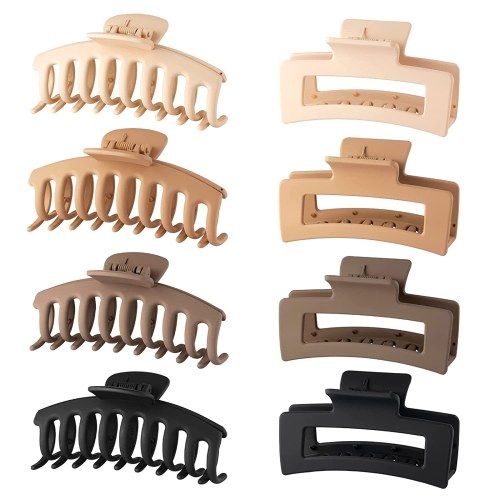 

Bestauty 8Pcs Plastic Matte Hair Claws Hair Clips Combination Set Simple Non-slip Hair Gripper Strong Hold Elegant Hairstyle for Women