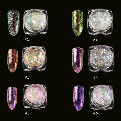 

Chameleon Nail Sequins #1 Glitter Nail Art Transparent Paillette Manicure Decorations Nail Art Glitter Powder With Brush