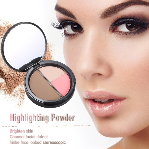 

Focallure 1pc Makeup Contour Woman Concealer Powder Professional Highlighting Palette Face Cosmetic Tool With Mirror 1#