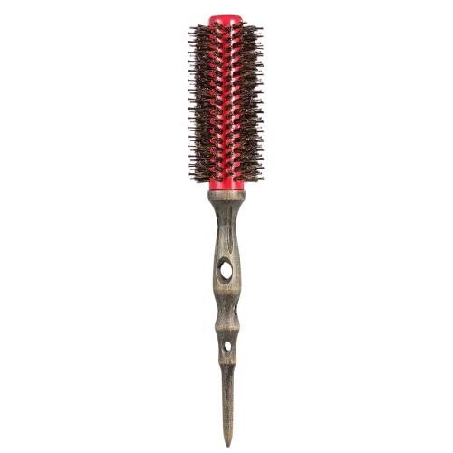 14mm Round Brush Natural Bristle Roller Comb With Non-slip Wood Handle Aluminum Round Comb for Hair Styling