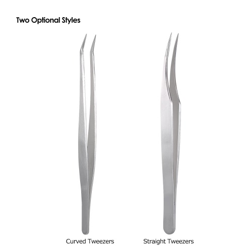 

1Pc Stainless Steel Eyelash Tweezers Straight Curved Tip Tweezers for Eyelash Extension Applications With Storage Box