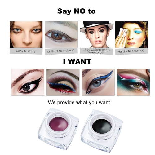 

Huamianli Rainbow Cloud Eyeliner Waterproof Long Lasting Eye Liner Gel Cream Makeup Cosmetics With 2 Brushes