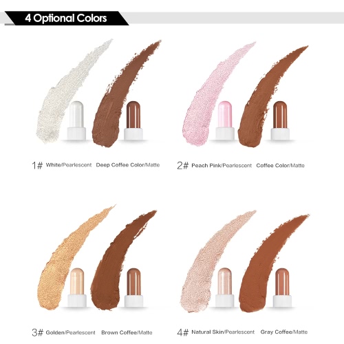 

Huamianli Face Highlighter Foundation Shimmer Stick Double Heads Facial Contour Concealer Cream Bronzer Pen