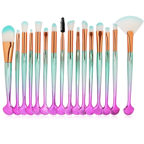 16Pcs Shell Makeup Sets Power Foundation Eye Shadow Lip Contour Blending Cosmetics Make Up Brush Tool Kits