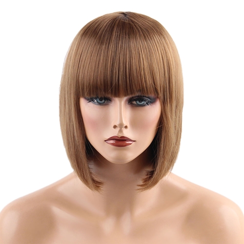 

11" Hair Wig Woman Short Straight Hair Girl Hairpiece Hair Extension Cosplay Hair Hairdressing Tool Dark Brown