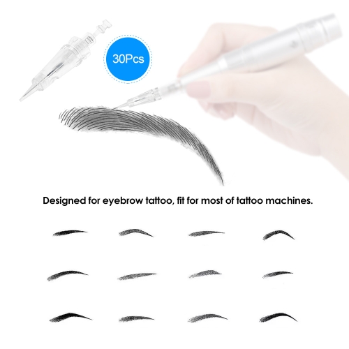 

30Pcs Eyebrow Tattoo Needle With Cap Disposable Sterilized Tattoo Needle for Tattoo Eyebrow Pen Machine 1D