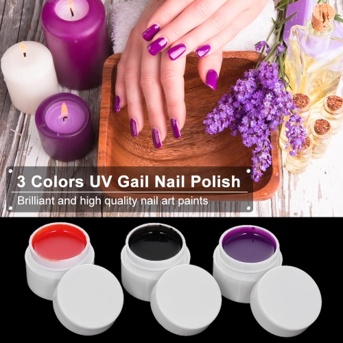 

3 Colors UV Gail Nail Polish Nail Glue Nail Art Pigment Set UV Gel Polish Solid Glue