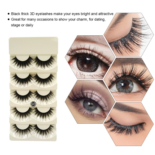 

5 Pairs False Eyelash Long Black Thick Fake Lashes Natural Soft Makeup Eye Lashes Cross Handmade False Eyelash