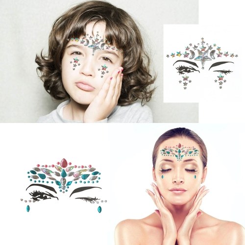 

DIY Adhesive Face Gems Rhinestone Temporary Tattoo Jewels Festival Party Body Glitter Stickers Flash Temporary Tattoos Sticker Easy To Operate