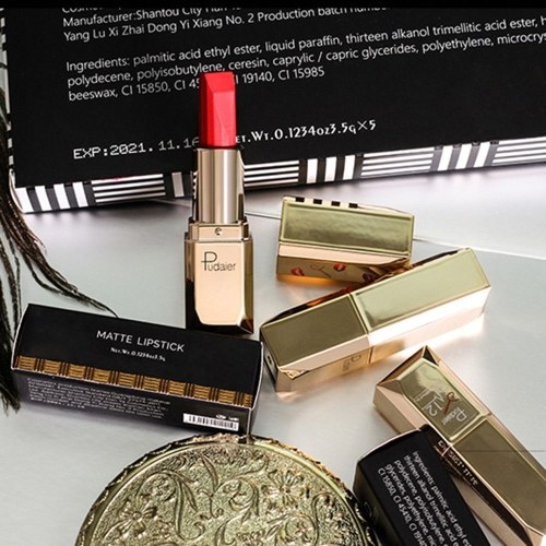 

Pudaier Lip Makeup Pigments Waterproof Lipstick Nude Sexy Long Lasting Lip Rouge Moisture Cosmetics