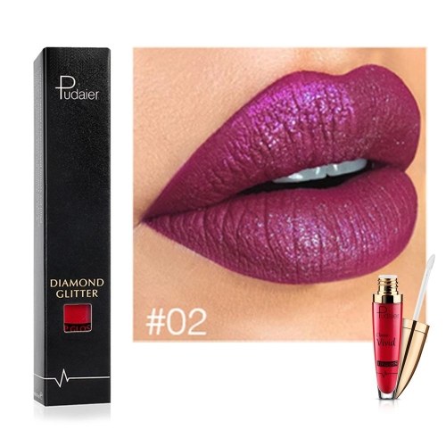 

Pudaier Liquid Lip Gloss Non-stick на губной помаде для губ 18 цветов Lip Glitter Diamond Waterproof Lip Tint Makeup