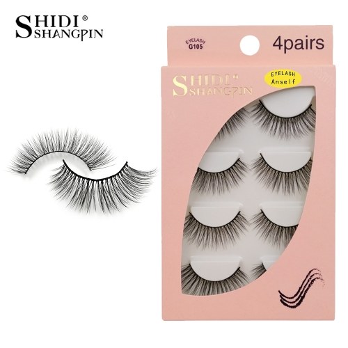 

Anself SHIDISHANGPIN 4 Pairs 3D Fake Eyelashes False Eyelashes for Eye Makeup Natural Long Thick Lashes