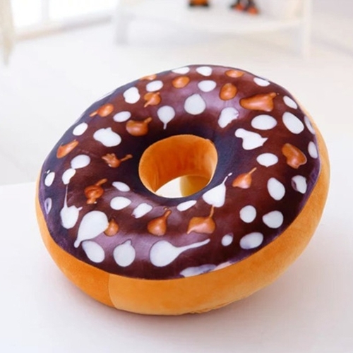 Almohadas creativas de la felpa del buñuelo de la felpa 3D Juguetes rellenos Muñecas Doughnut de la historieta divertida Funda de almohada Chocolates dulces de la felpa Sofá y silla Amortiguadores posteriores Alfombrillas para el coche