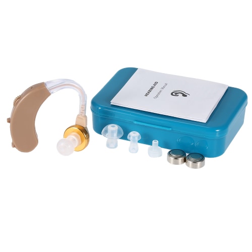 Mini Behind-Ear Digital Sound Amplifier Hearing Aid With Carriage Case Kit  With Earhook Button Batteries Earplugs