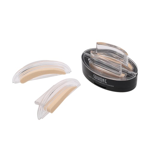 

SUIKONE бровей Stamp Powder Eye бровей Прямо United Enhancer с 2 пары бровей печати Кисть Зеркало # 1 Светло-коричневый
