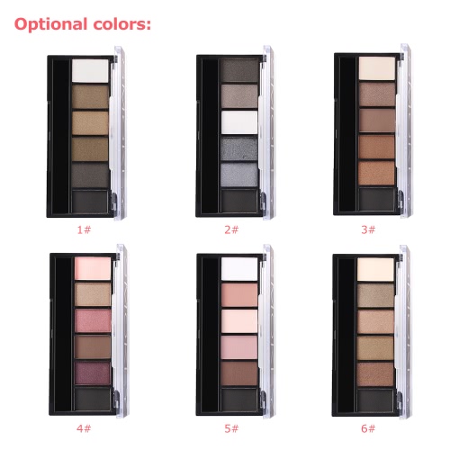

Focallure 6 Color Eyeshadow Women Cosmetic Eye Powder Palette Facial Makeup Kit With Double-end Spongy Brush 1#