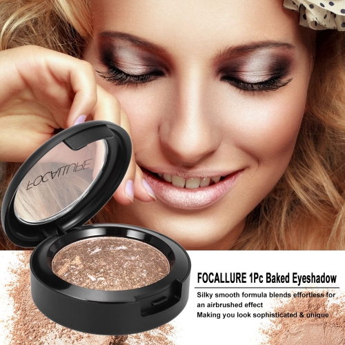 

FOCALLURE 1Pc Baked Eyeshadow Palette Women Cosmetic Neutral Warm Eye Shadow Palette Eye Makeup Palette