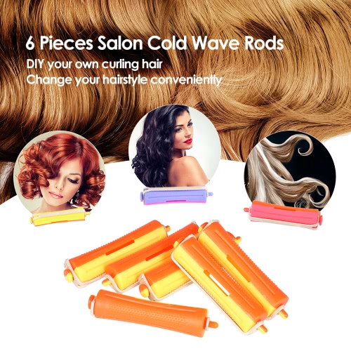 

6 Pieces Salon Cold Wave Rods Hair Roller With Rubber Band Curling Curler Perms Hairdressing Styling Tool for Girls Women Hair DIY