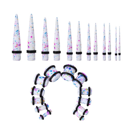 24pcs Piercing Plug Taper Ear Stretching Kit de Expansão Acrílico Ear Tunnel Body Stretcher Set