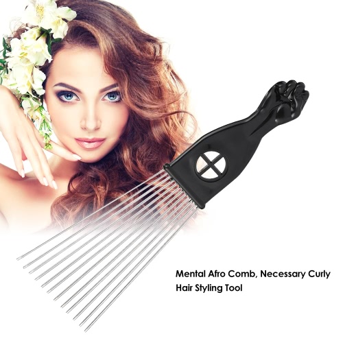 Metal Afro Comb African American Pick Comb Hair Brush Hairdressing Styling Tool Black Fist