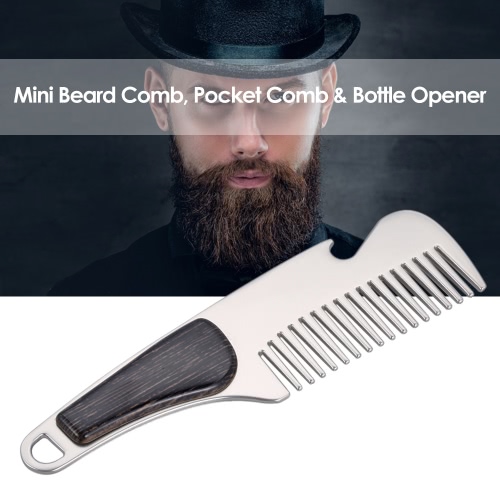 

Stainless Steel Beard Comb Men's Shaving Mini Pocket Comb Portable Male Mustache Brush Bottle Opener
