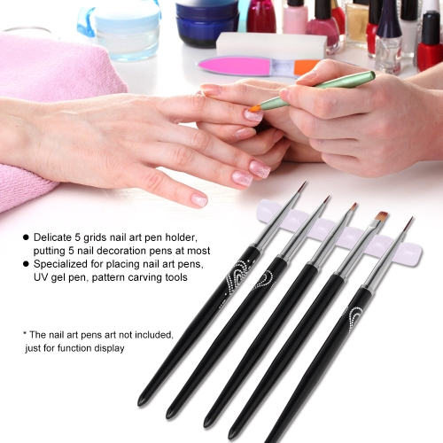 

1Pc Nail Art Pen Holder Nail Brush Rack Acrylic Stand Nail Pen Holder Organizer for 5 Nail Pens Nail Brush Holder