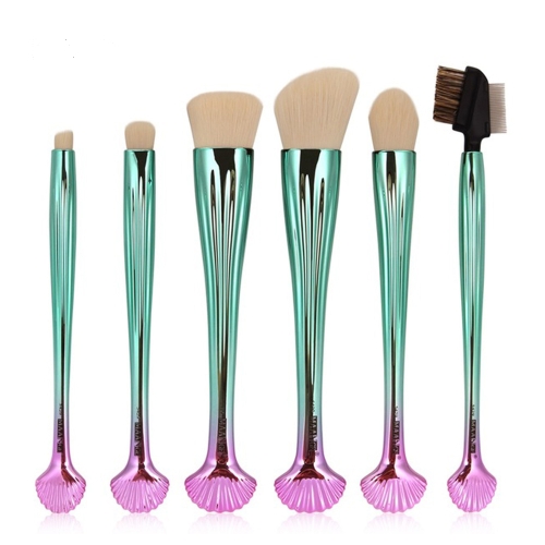 MAANGE 6pcs Silber Shell Kosmetik Make-up Pinsel Set Foundation Power Contour Lidschatten