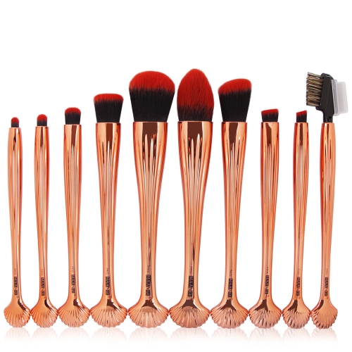 

10pcs Shell Cosmetic Makeup Brushes Set Foundation Power Contour Eye Shadow Brow Blending Beauty Make Up Tool Kits