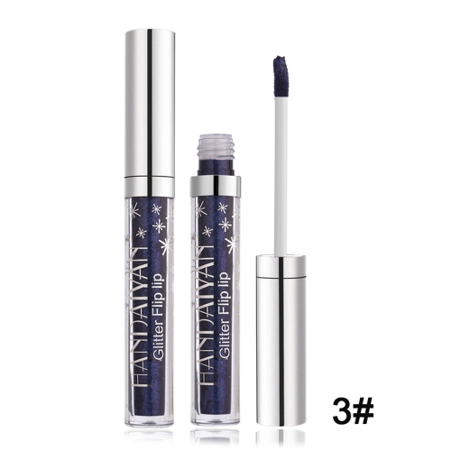 

HANDAIYAN Glitter Flip Lipstick Non-stick Diamond Shinning Lipgloss Shimmer Iridescent Mermaid Glitter Long Lasting Liquid Lipsticks Bling Bling Metallic Lip Gloss (#1 Purple )