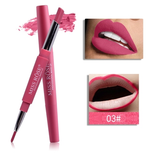 

MISS ROSE 2 in 1 Lip Liner Pen Водонепроницаемый красочный шелковый гладкий губная помада Pen Pencil Stretch Lip Brush Tool Lip Makeup