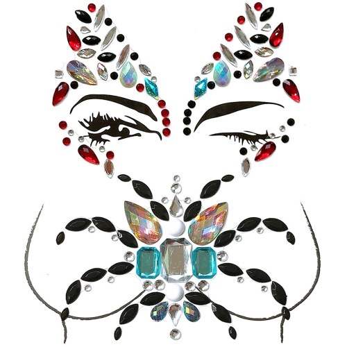 

Big Classic Ceremony Face Breast Bling Gem Kit Cluster Self Adhesive Sticker On Jewels Body Decoration Rhinestone Temporary Tattoo Jewels Festival Party Glitter Stickers Easy To Operate