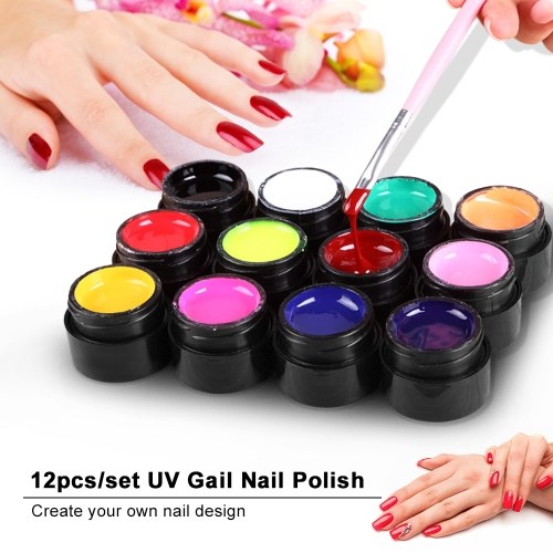 

12 Colors UV Gail Nail Polish Nail Glue 3D Perfect Gel Nail Art Pigment Set UV Gel Polish Solid Glue