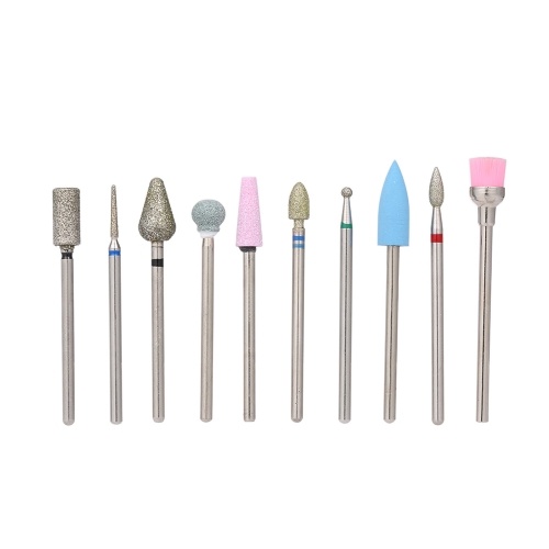 

10pcs Nail Drill Bits Cuticle Cleaner Dust Drill Brush Rotary Polishing File Grinding Heads Nail Salon Tools