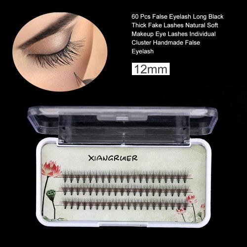

60 Pcs False Eyelash Long Black Thick Fake Lashes Natural Soft Makeup Eye Lashes Individual Cluster Handmade False Eyelash