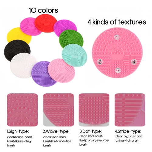 

Makeup Brush Cleaning Mat Silicone Cosmetic Brush Washing Pad Brush Scrubber with Back Suction Cup