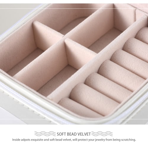 

New Mini High Quality PU Fashion Jewelry Box Basket Earring Ear Studs Necklace Ring Watch Display Case With Mirror for Gift Travel