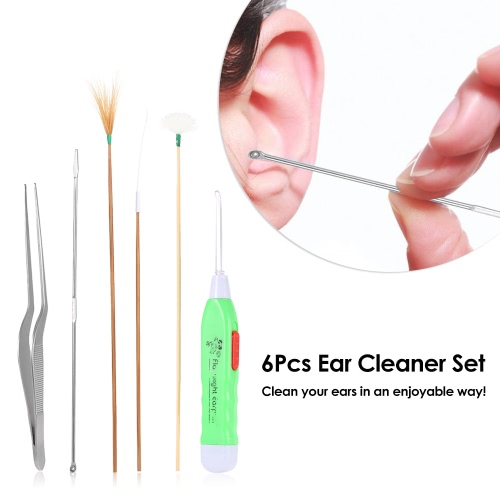

6Pcs Earpick Ear Wax Remover Cleaner Set Led Ear Spoon Handmade Ear Pick Portable Ear Care Kit