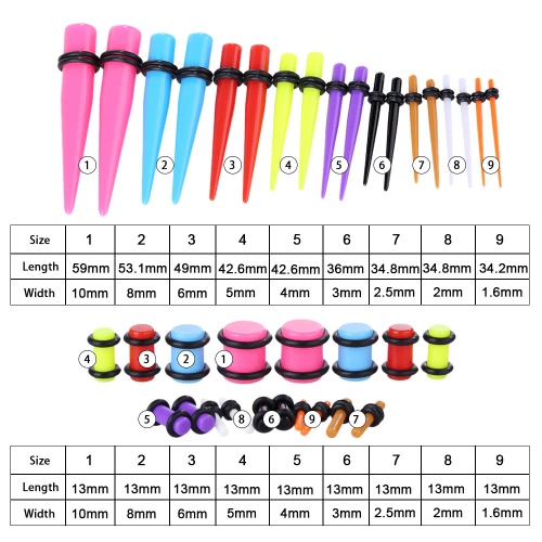 

36Pcs Colorful Ear Stretcher Set Ear Expansion Piercing Taper Plug Body Stretching Kit Acrylic Ear Tunnel Tool
