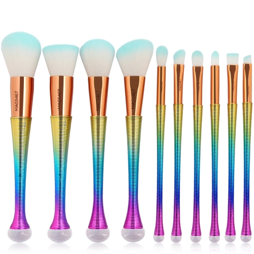 10pcs Pink Gold Makeup Brushes Set Power Foundation Blush Eye Shadow Contour Blending Mermaid Beauty Cosmetic Tool Kits