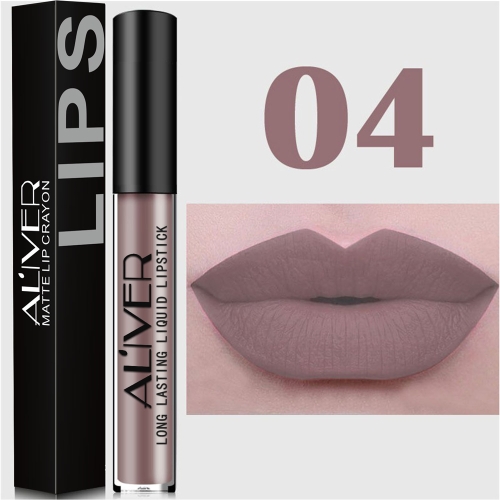 ALIVER Larga duración a prueba de agua lápiz labial brillo mate Sparkling Sombras