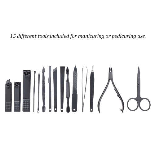 

15Pcs Stainless Steel Manicure & Pedicure Set Nail Clipper Travel & Grooming Kit with Storage Case