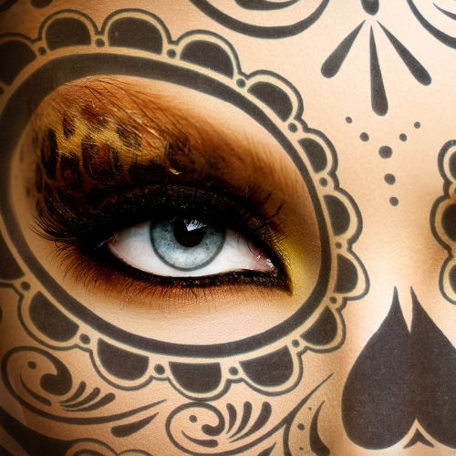 

Temporary Tattoo Sticker Scars Terror Halloween Flowers Pattern Eyes Face Stickers Makeup Stage