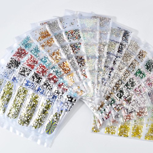 

Mixed Size 1440pcs Glass Nail Rhinestones For Nail Art Decorations Crystals Strass Charms Partition Rhinestone Set