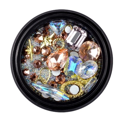

12 Стиль Nail Art Украшение Шарм Gem Beads Rhinestone Полые Shell Flake Flatback Заклепка Смешанные блестящие блестки 3D DIY Аксессуары