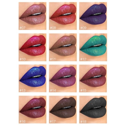 

Pudaier Liquid Lip Gloss Non-stick on Cup Lipstick 18 Colors Lip Glitter Diamond Waterproof Lip Tint Makeup