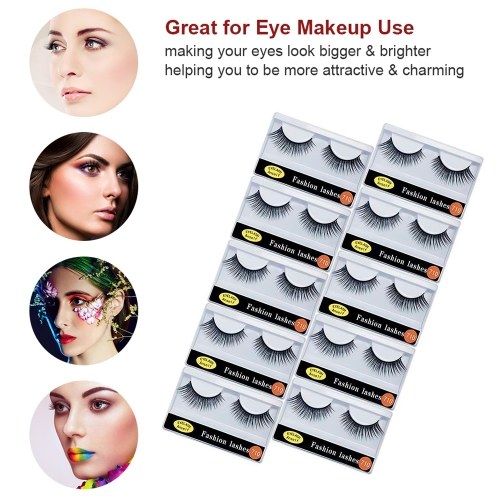 

Anself 10 Pairs Fake Eyelashes with False Lashes Applicator Long Thick Curly Lashes Makeup Lashes Strip for Eye Makeup