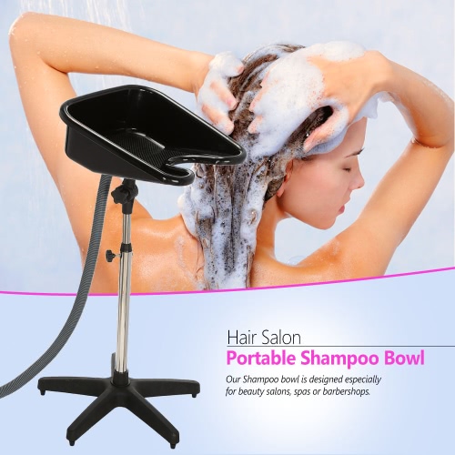 

Hair Salon Portable Shampoo Sink Spa Hair Shampoo Bowl Basin Adjustable Height Sink Basin with Drain Beauty Salon Equipment Black