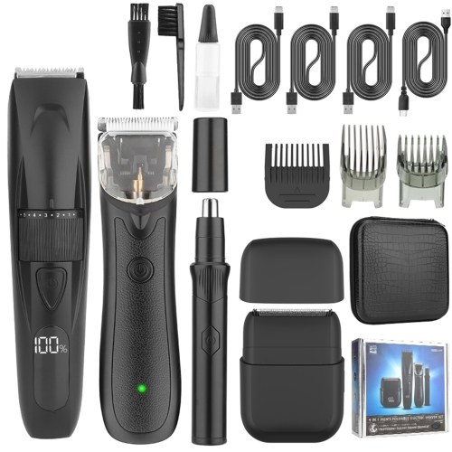 

4-in-1 Men's Electric Shaver Set Hair Clipper Body Hair Remover