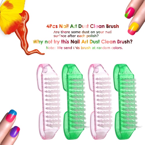 

4Pcs Nail Art Dust Clean Brush Plastic Nail File Scrubbing Brush Random Colors Manicure Pedicure Tool